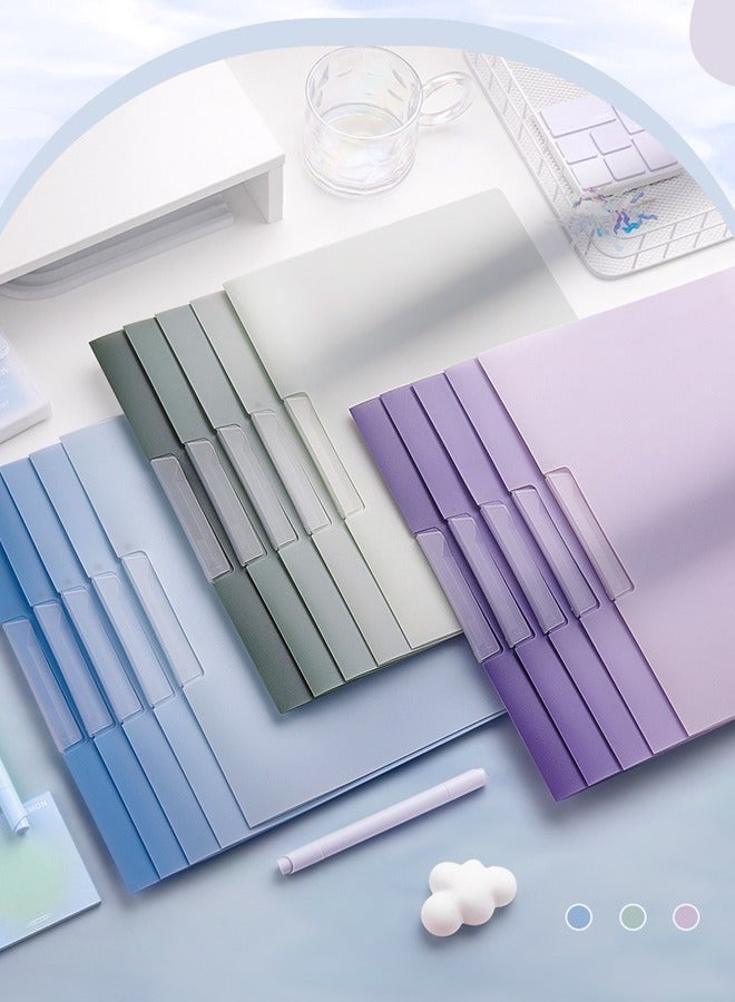 مجلدات ملونة متدرجة، 3 مجموعات من 15 مجلدًا بلاستيكيًا، تخزين تصنيف البيانات المكتبية A4، جيوب تخزين معلومات البيانات التعليمية والتجارية (3 أنظمة ألوان) - Image 1